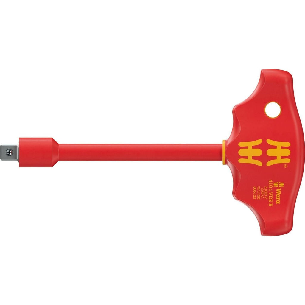 Wera 410 I VDE B Vde-insulated T-Handle Adapter Screwdriver For 3/8-in. Sockets, 3/8-in.x130-mm.
