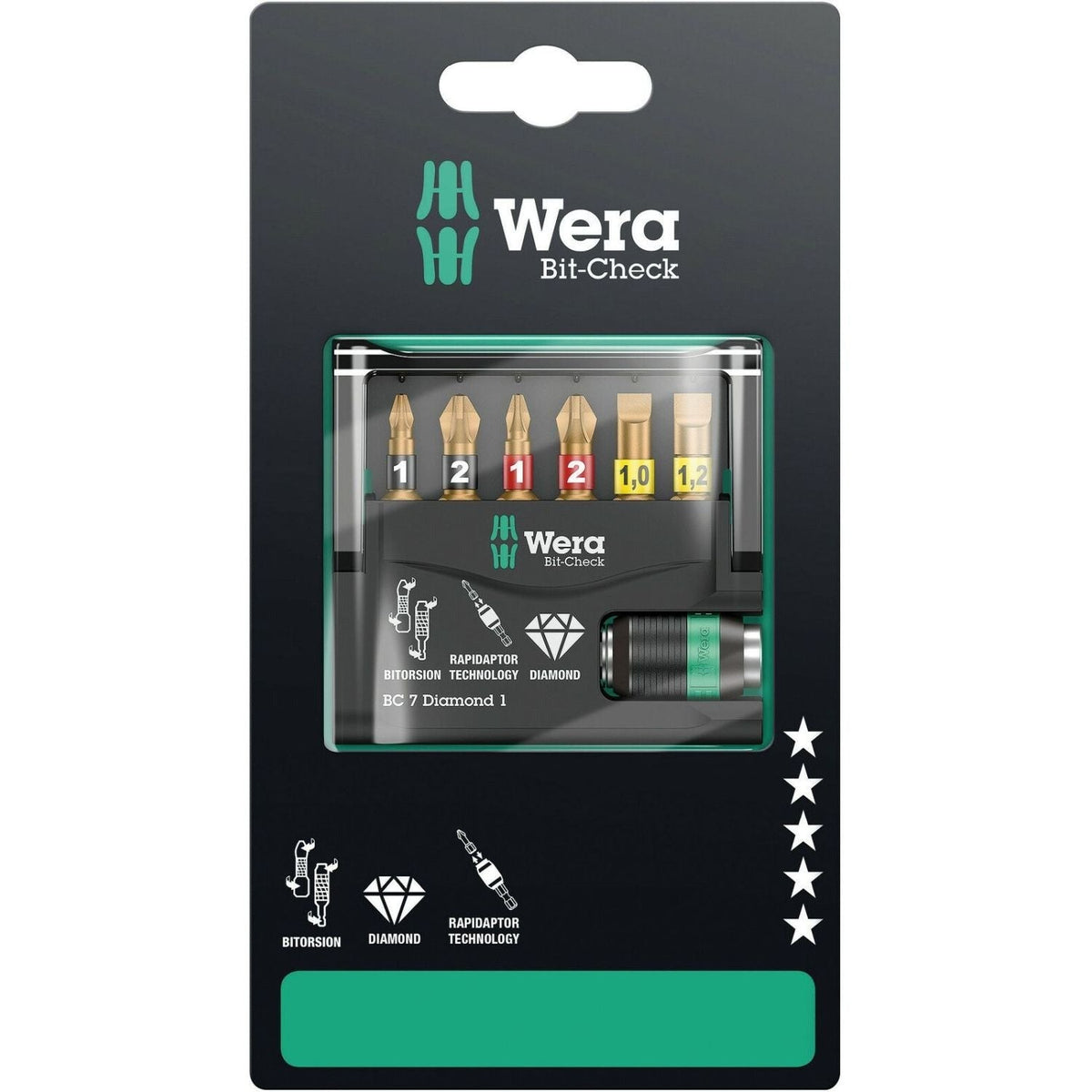 Wera Bit-Check 7 Diamond 1 SB, 7-Pieces