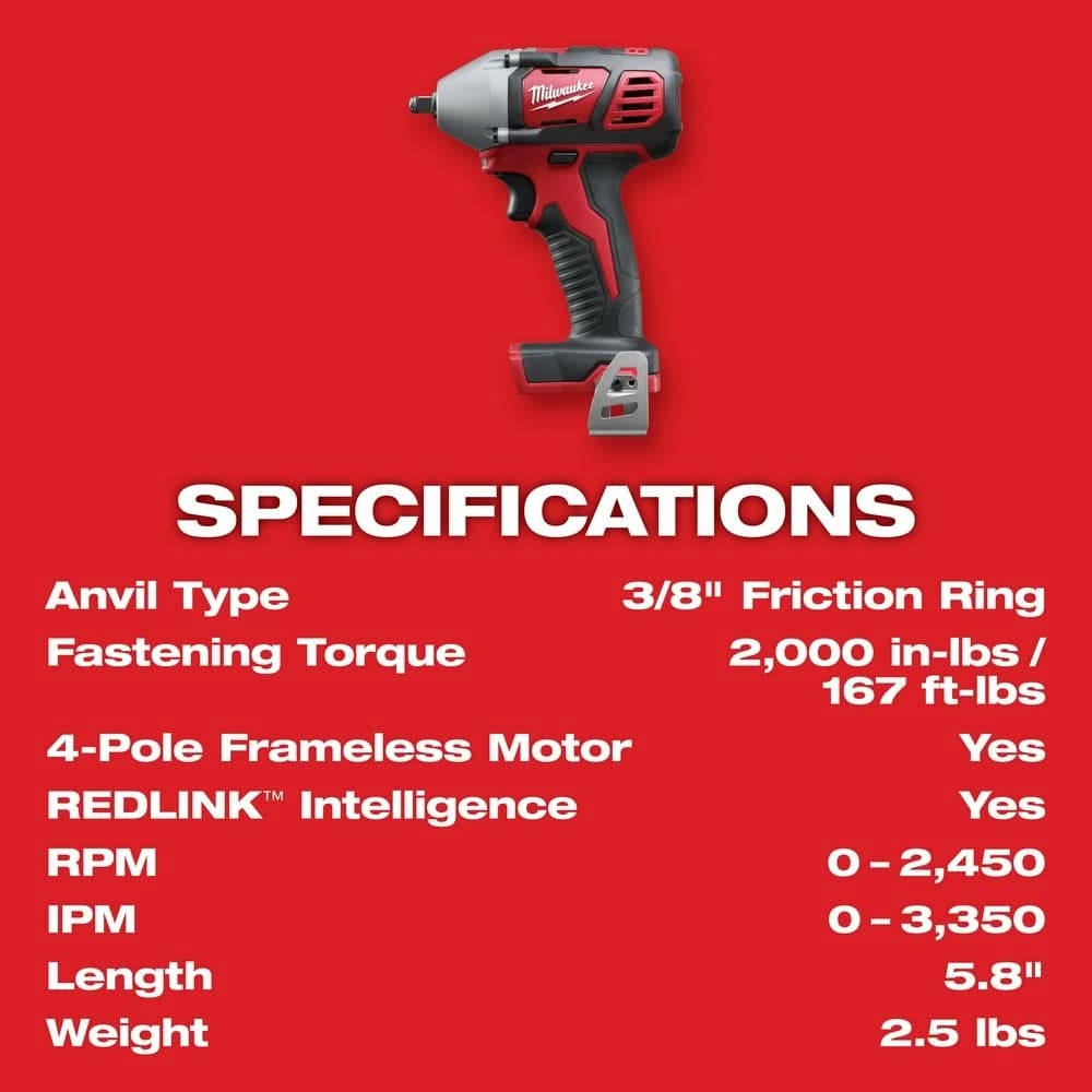 Milwaukee 2658-20 M18 3/8" Impact Wrench with Friction Ring