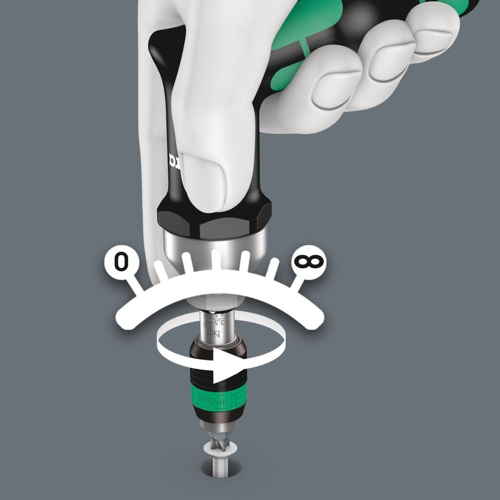 Wera Series 7400 Kraftform Pistol Handle, Adjustable Torque Screwdrivers (25.0-55.0 In. Lbs.) With Rapidaptor Quick-Release Chuck, 7447x25-55 In. Lbs.