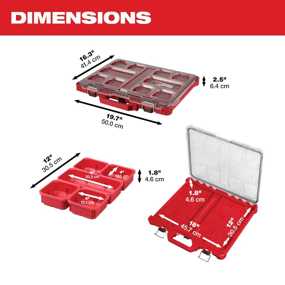 Milwaukee 48-22-8444 PACKOUT 4-Drawer Tool Box + 48-22-8431 PACKOUT Low-Profile Organizer