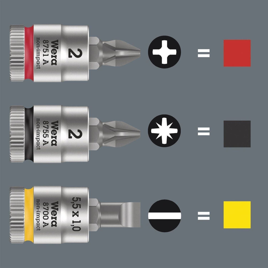 Wera 8755 A Pozidriv Zyklop Bit Socket, 1/4-in. Drive, Pz 3x28-mm.