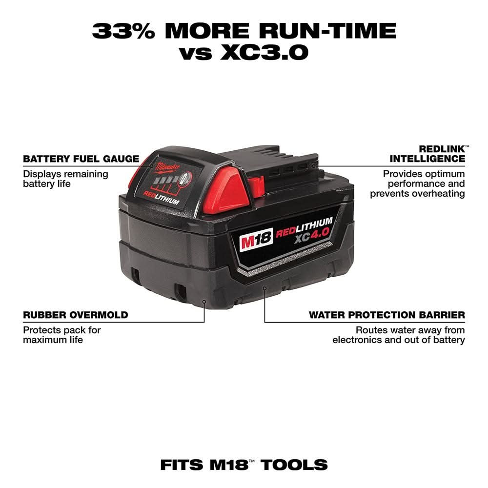 Milwaukee 48-11-1840 M18 Red Lithium XC 4.0Ah Extended Battery Pack