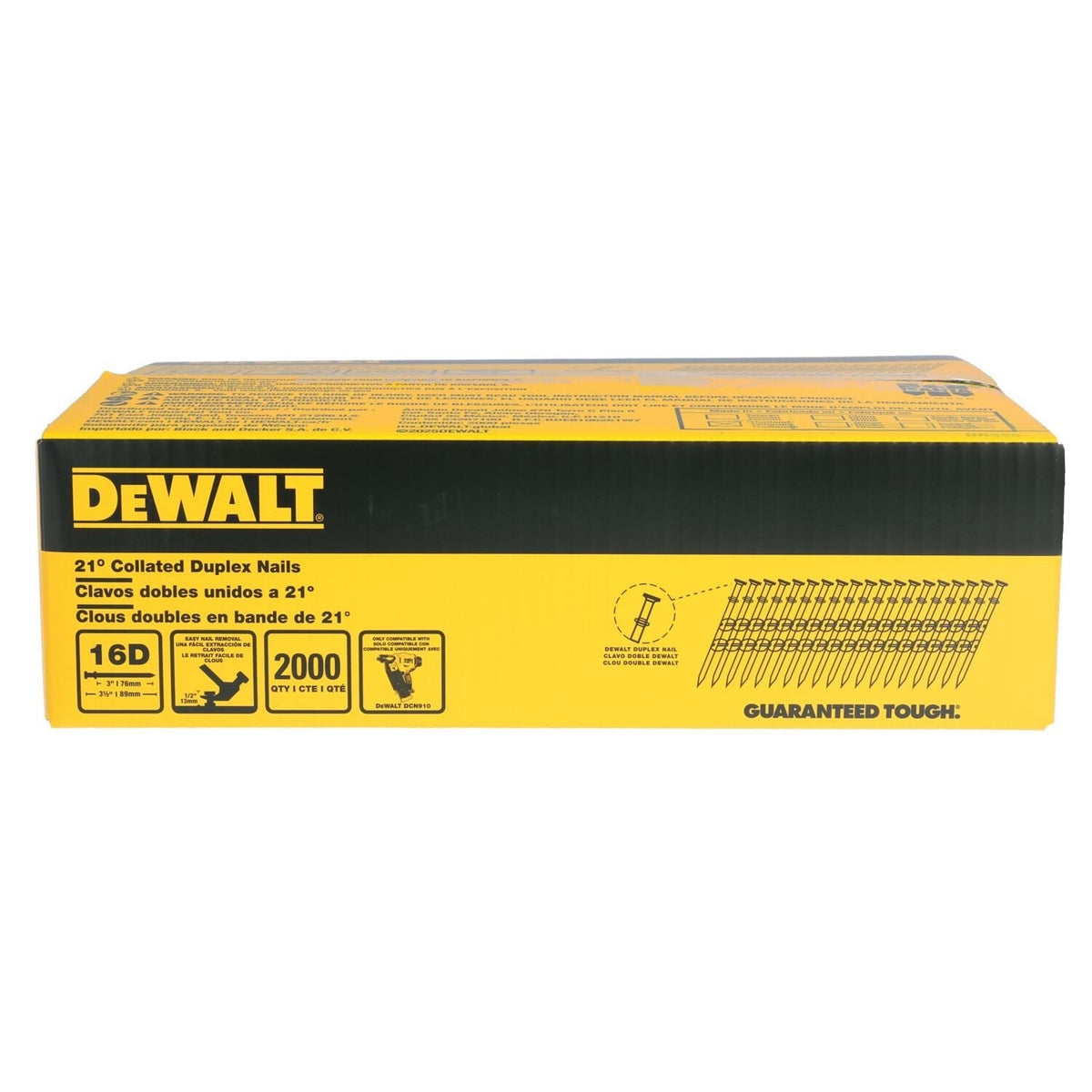DeWALT DN350 21-Degree Collated Duplex Nails - 16D 3-1/2" x 0.131", 2000-Pack