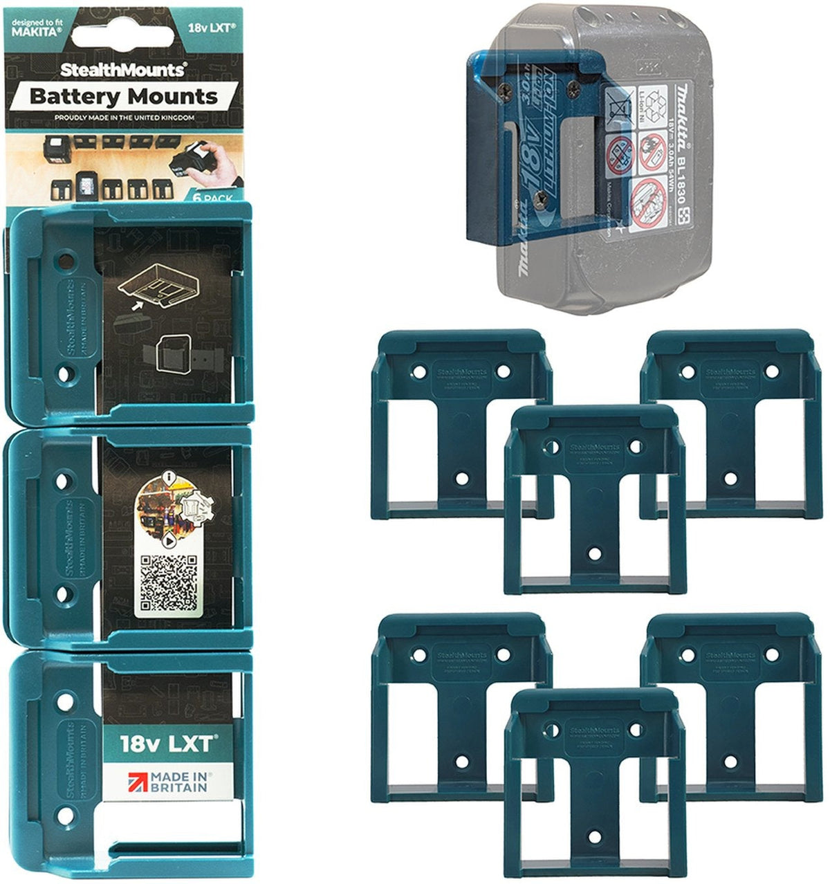 StealthMounts Battery Mounts for Makita 18V LXT, 6-Pack