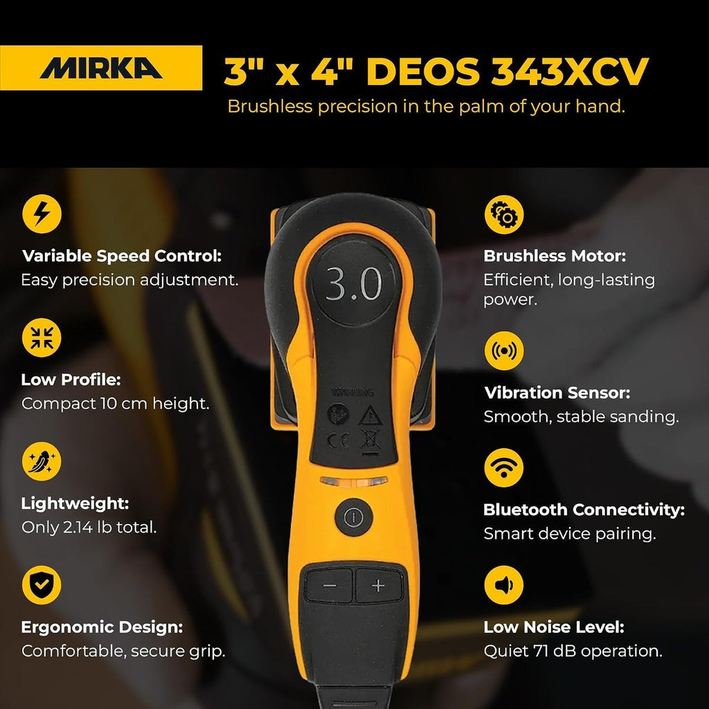 Mirka DEOS 343CV 3 x 4-in. Corded Orbital Sheet Sander for Detail Sanding