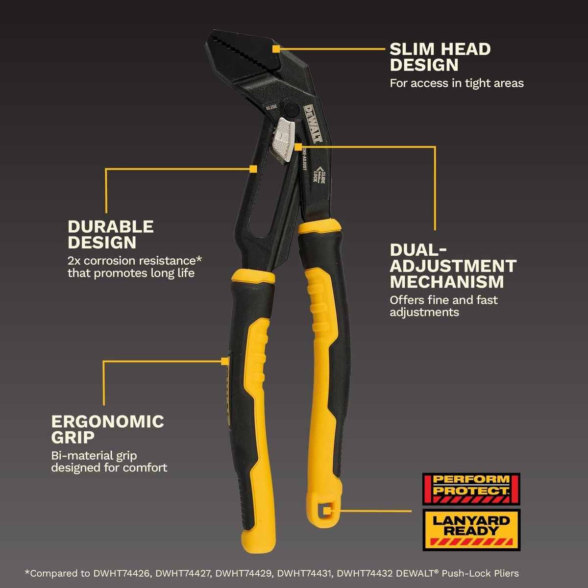 DeWALT DWHT82822 10-in. Slidelock Straight Jaw Pliers