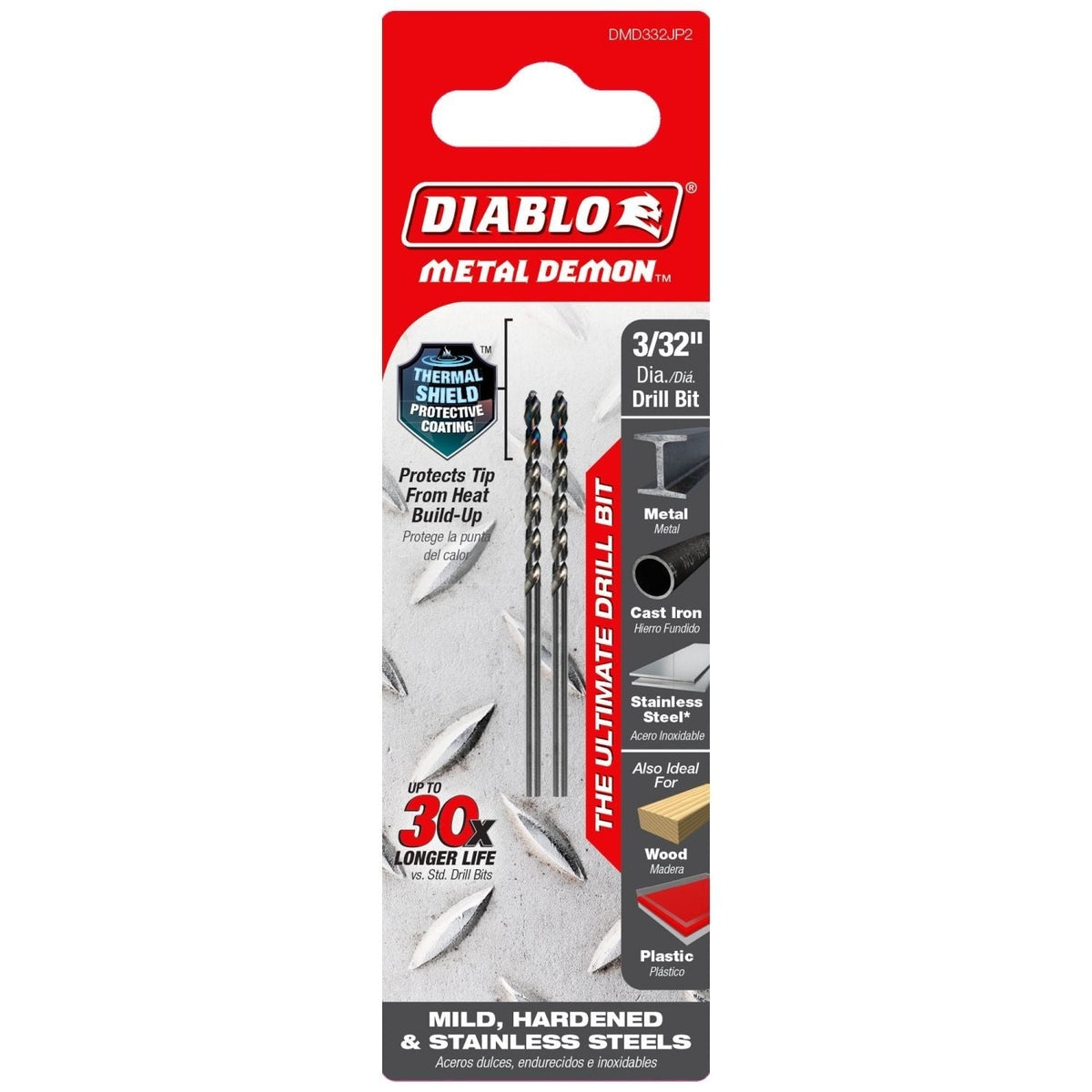Diablo DMD332JP2 3/32-in. Metal Demon Drill Bits for Mild, Hardened and Stainless Steels, 2-Pack