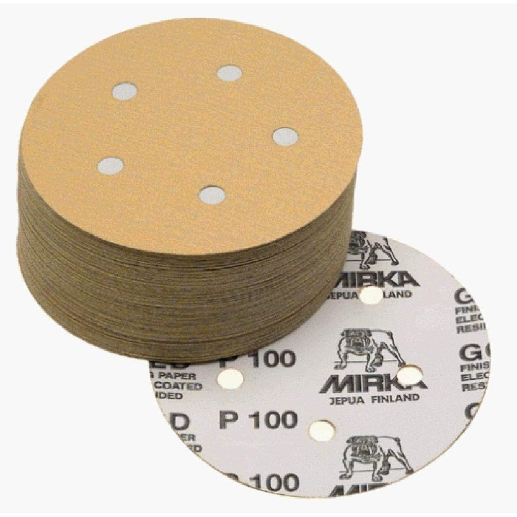 Mirka Bulldog Gold 5-in. 5-Hole P60 PSA Sanding Disc for Material Removal (23-321-060)