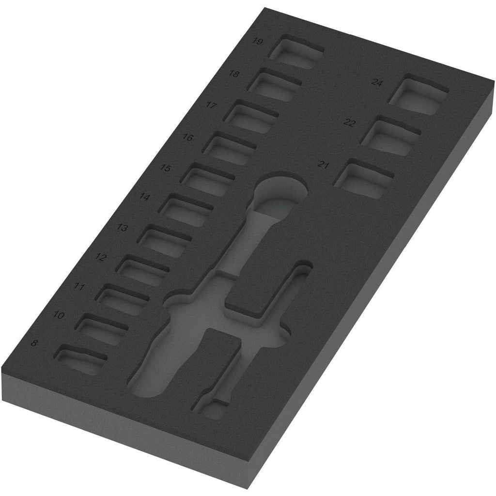 Wera 9824 Foam Insert 8010 B Zyklop Comfort Ratchet Set 1, 3/8", Empty, 172x30x392-mm.
