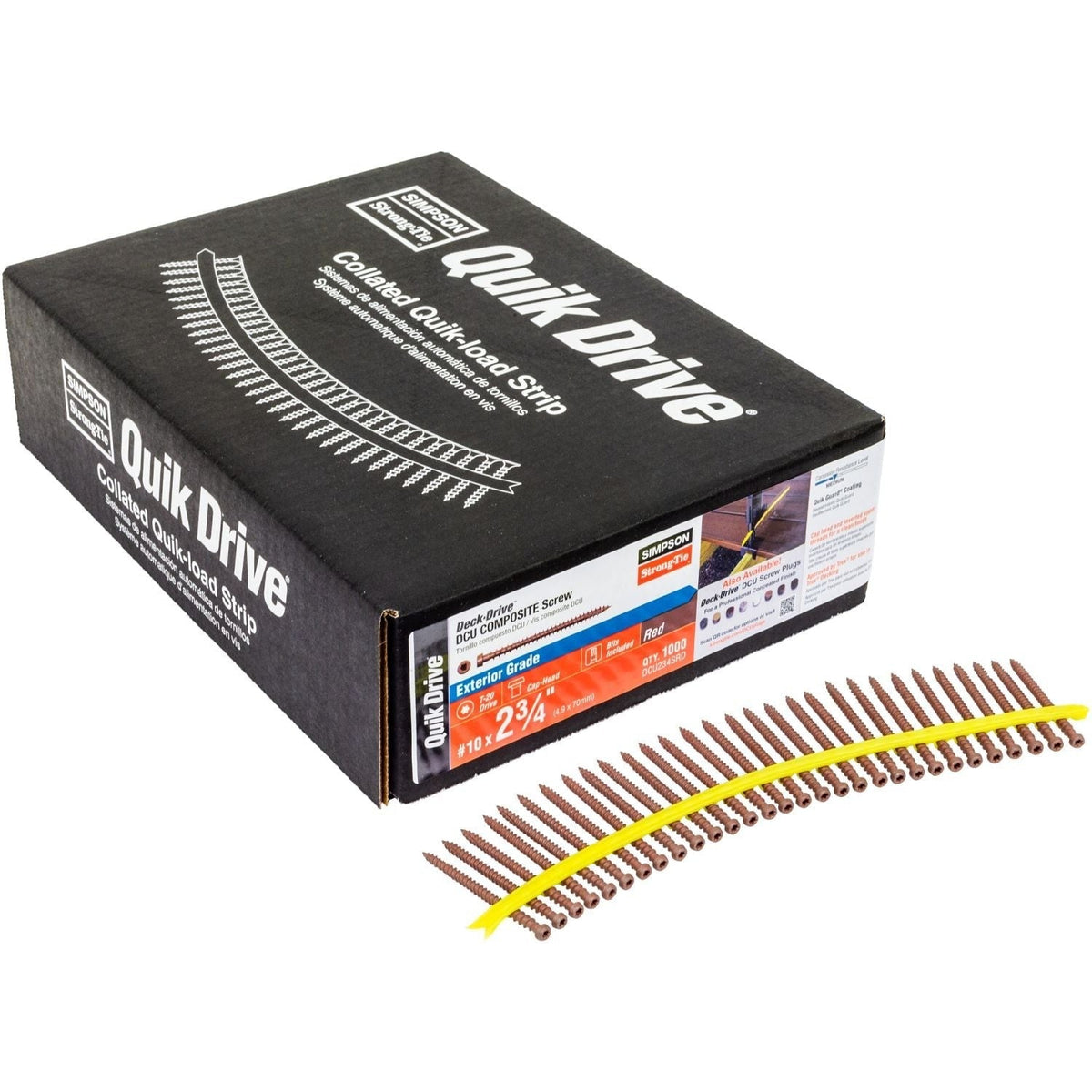 Simpson Strong-Tie DCU234SRD Deck-Drive DCU COMPOSITE Screw (Collated), #10 x 2-3/4-in. Quik Guard Red, 1000-Pack