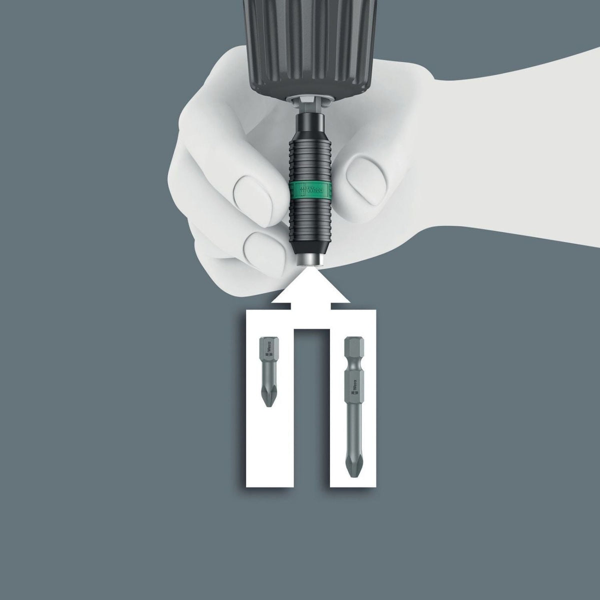 Wera 897/4 R SB Rapidaptor Bitorsion Universal Bit Holder, 1/4-in.x75-mm.