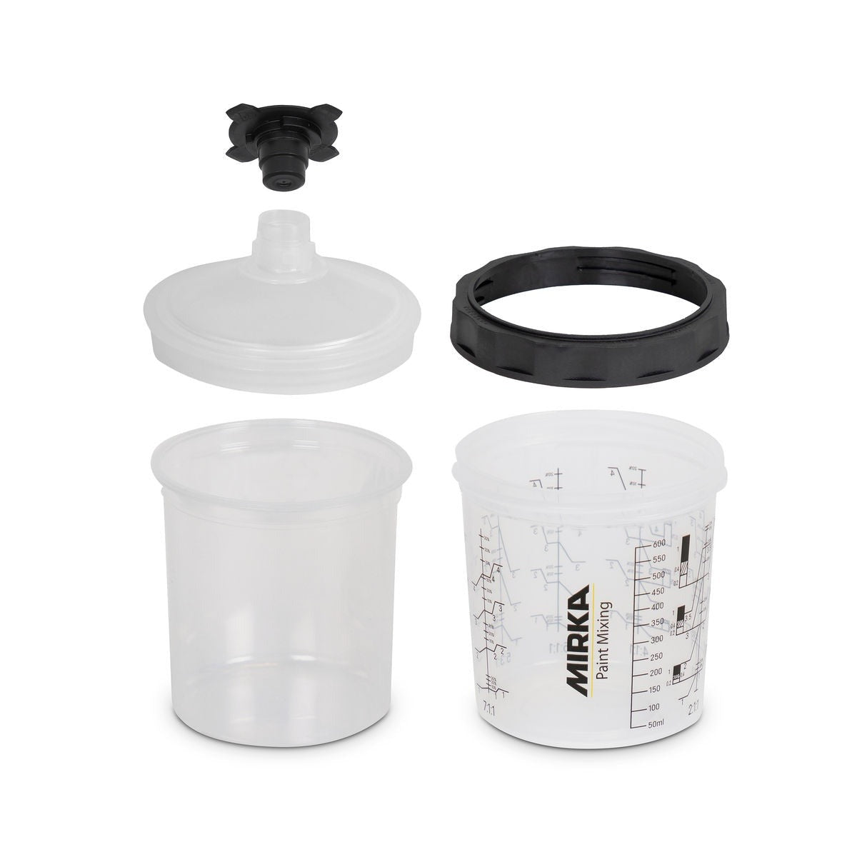 Mirka 180ml Paint Cup System with 125μm Filter Lids, 50-Pack Spray Gun Cup Kit (9190170180)