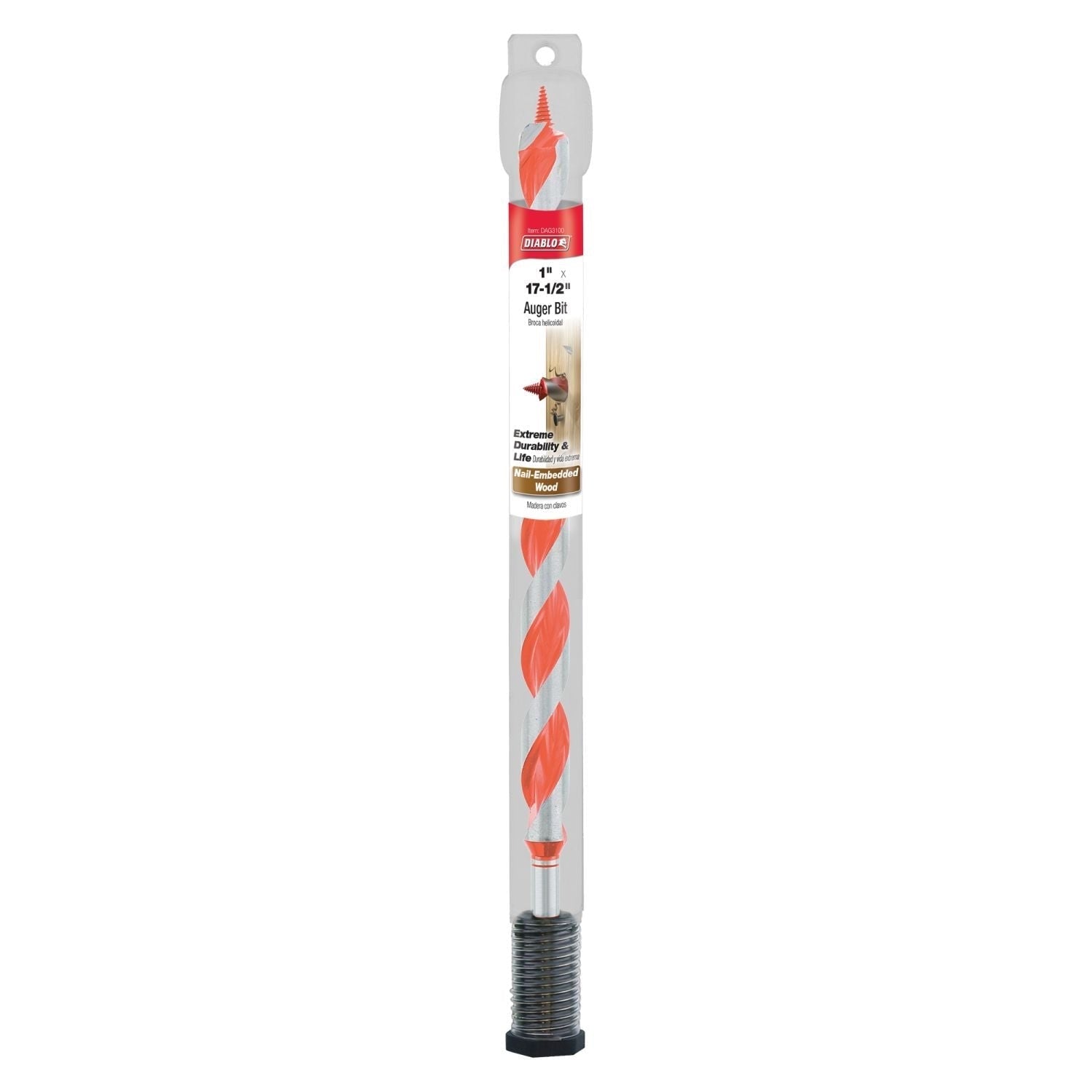 Diablo DAG3100 15/16-in. x 17-1/2-in. Auger Bit for Wood & Nail-Embedded Wood