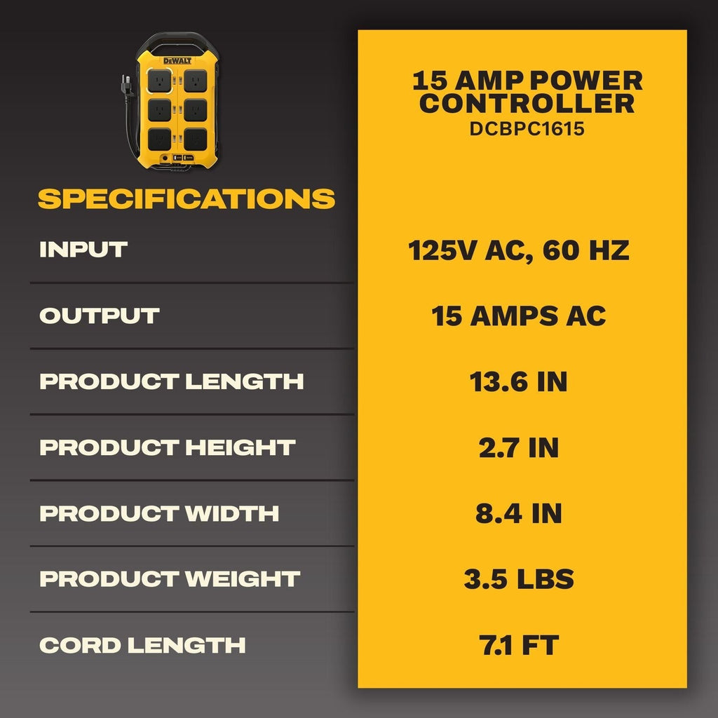 DeWALT DCBPC1615 15-Amp 6-Outlet Multi-Charger Power Controller