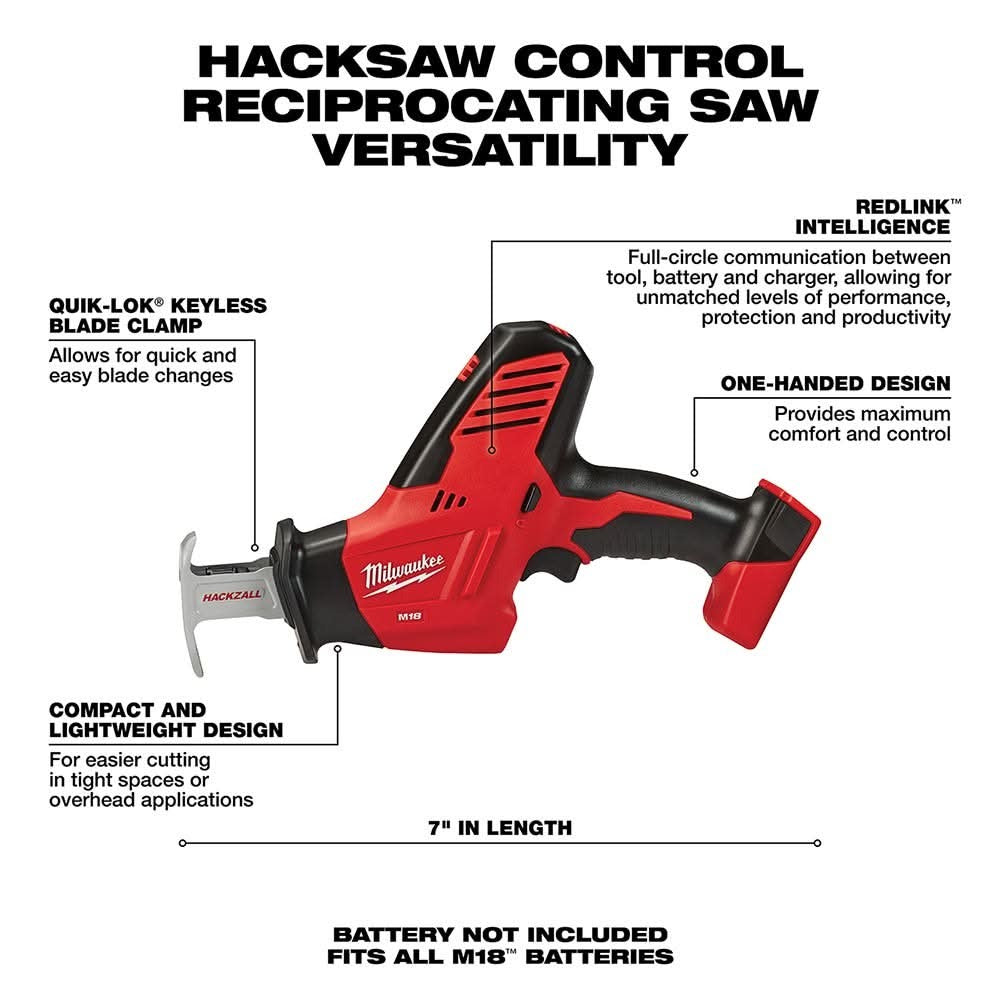 Milwaukee 2625-20 M18 Hackzall One Handed Reciprocating Sawzall w/ 5.0AH Battery