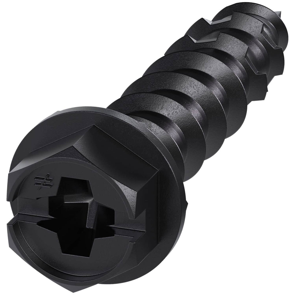 Simpson Strong-Tie TNTBL25114H Titen Turbo, 1/4-in. x 1-1/4-in. Hex-Head Concrete and Masonry Screw, Black, 100-Pack