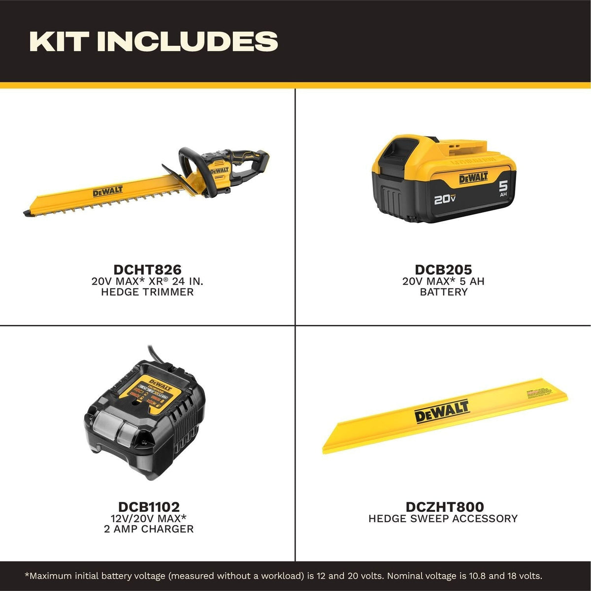 DeWALT DCHT826P1 20V MAX XR24-in. Brushless Cordless Hedge Trimmer 5Ah Kit