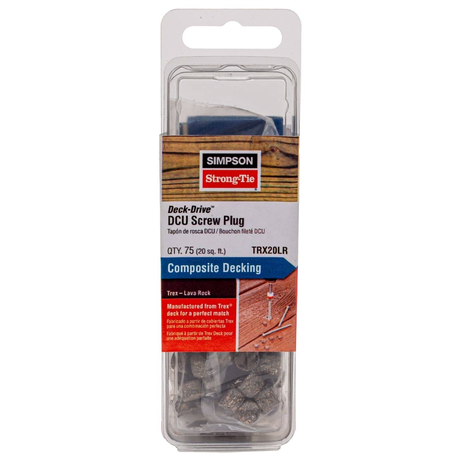 Simpson Strong-Tie TRX20LR Deck-Drive DCU Screw Plug, Trex Lava Rock, 75-Pack