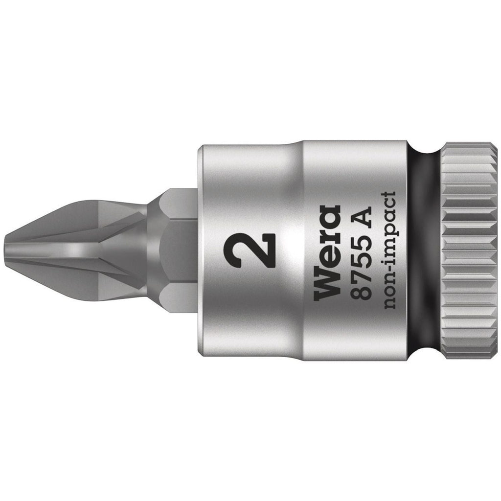 Wera 8755 A Pozidriv Zyklop Bit Socket, 1/4-in. Drive, Pz 2x28-mm.