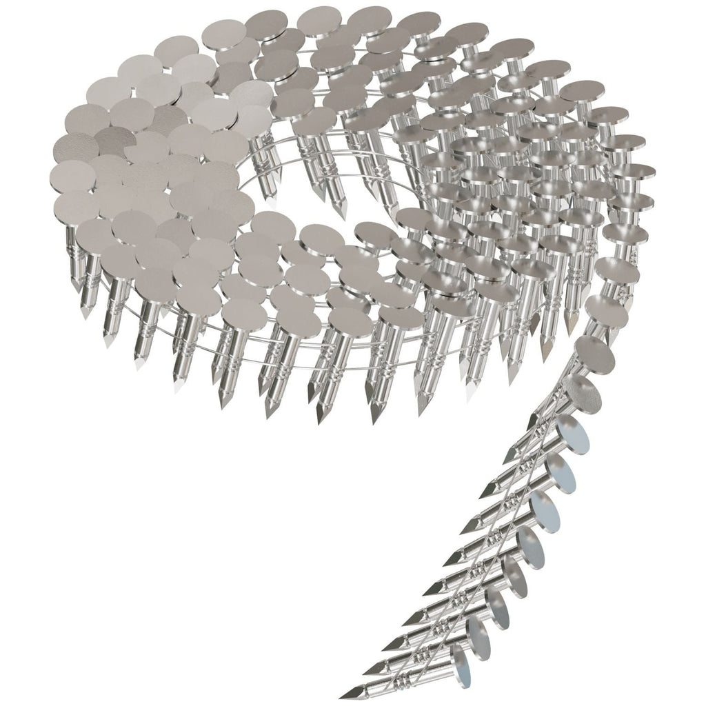 Simpson Strong-Tie S11A100RNB 15° Wire Coil, Full Round Head, Ring-Shank Roofing Nail, 1-in. Type 304, 7200-Pack