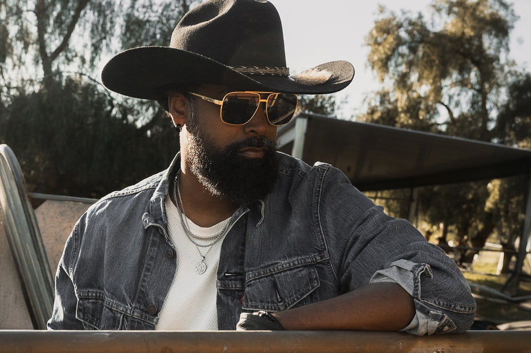 Heat Wave Nimitz Gold Frame Black Lens Sunglasses