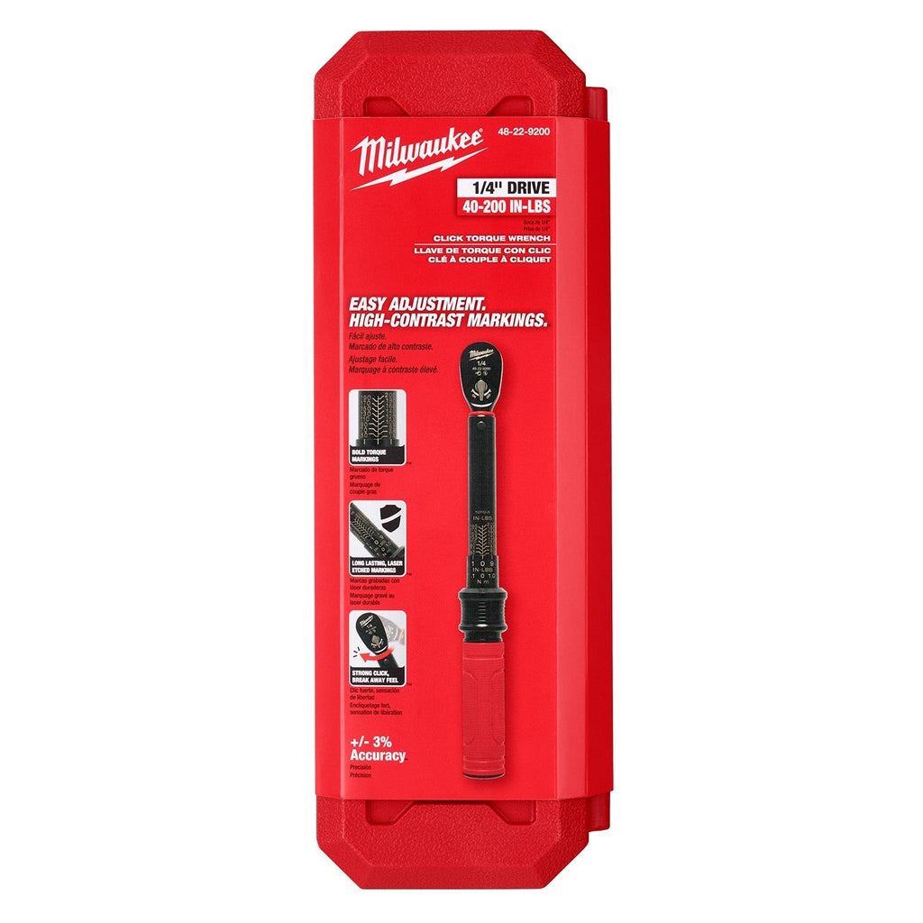 Milwaukee 48-22-9200 1/4-in. Drive Click Torque Wrench, 40-200 in·lb