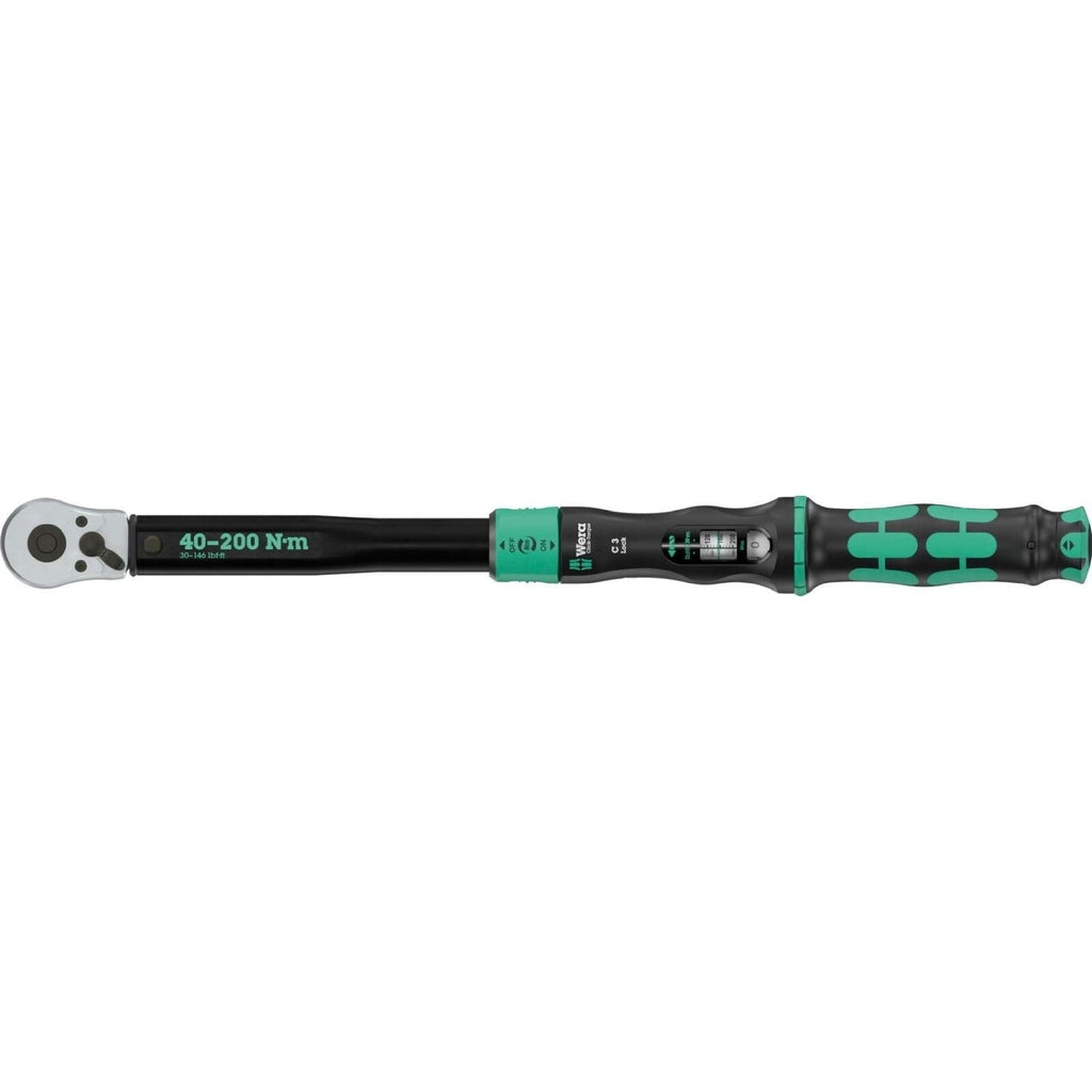 Wera Click-Torque Lock C 3 Torque Wrench, Adjustable, Reversible Ratchet, Torque Lock Function, 40-200 Nm, 1/2-in.x40-200 Nm
