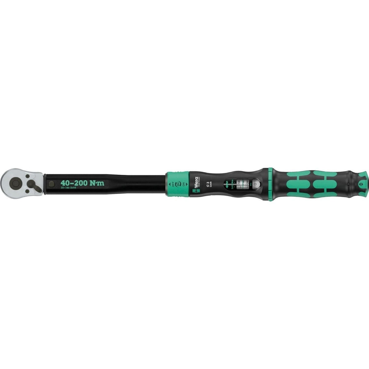 Wera Click-Torque Lock C 3 Torque Wrench, Adjustable, Reversible Ratchet, Torque Lock Function, 40-200 Nm, 1/2-in.x40-200 Nm