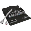 Wera 8100 Sc 11 Zyklop Metal Ratchet Set With Switch Lever, 1/2-in. Drive, Imperial, 28-Pieces