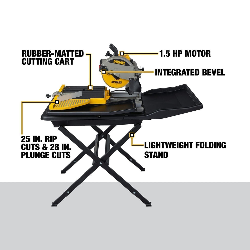 DEWALT 10-in. Corded 1.5 HP Wet Tile Saw with Stand and Blade (D24000S)