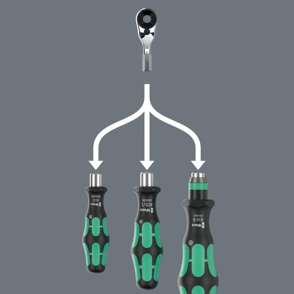 Wera 8011 Zyklop Mini 4 Bit Ratchet, 1/4-in., 1/4-in.x50-mm.