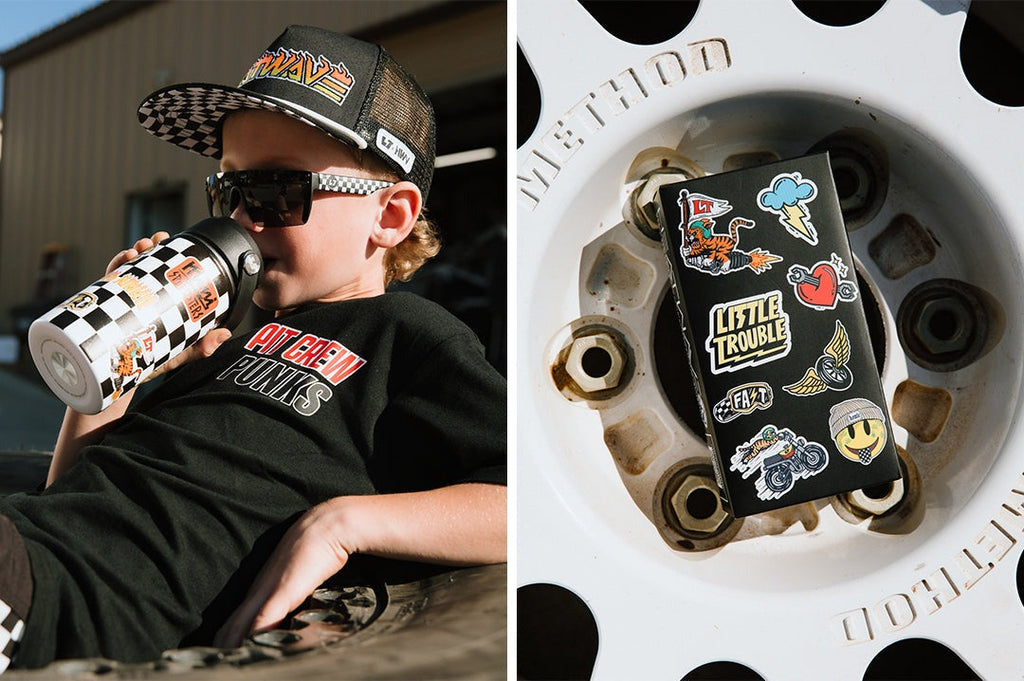 Heat Wave Kids Lazer Face Little Trouble X Heat Wave Checkered Flag Sunglasses