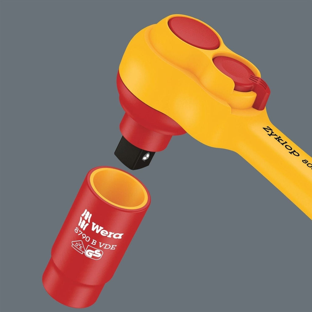Wera 8100 SB VDE 1 Zyklop Ratchet Set, Insulated, Switch Lever, 3/8-in. Drive, Metric, 17-Pieces