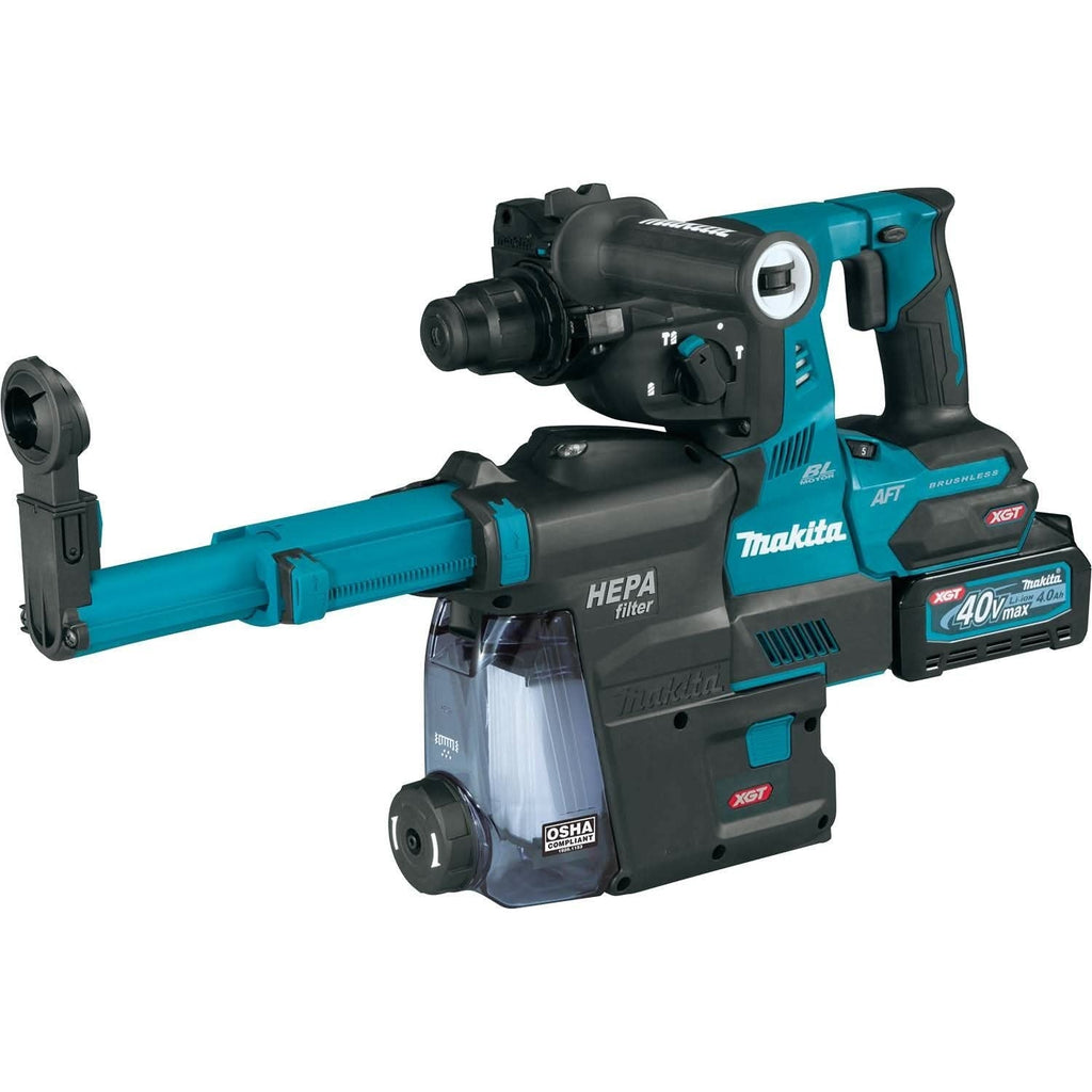 Makita GRH01M1W 40V max XGT Brushless Cordless 1-1/8" SDS-PLUS AVT Rotary Hammer Kit w/ Dust Extractor, AFT, AWS Capable (4.0Ah)