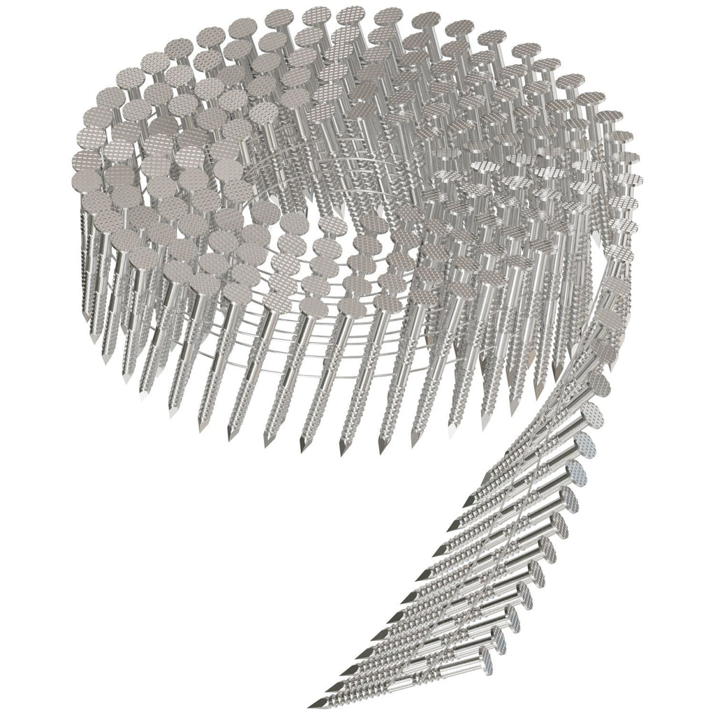 Simpson Strong-Tie S12A150PNB 15° Wire Coil, Full Round Head, Ring-Shank Decking/Framing Nail, 1-1/2-in. x .099-in. Type 304, 3600-Pack