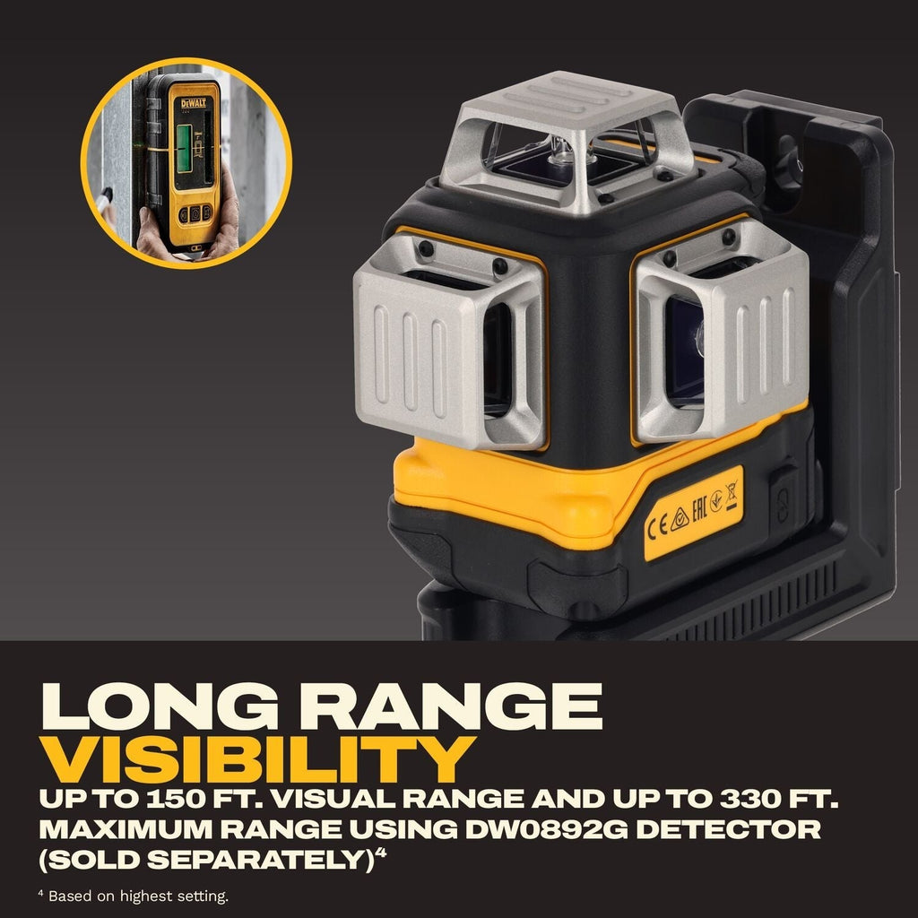 DeWALT DCLE14361GB USB-C Rechargeable 3x360° Green Line Laser Level