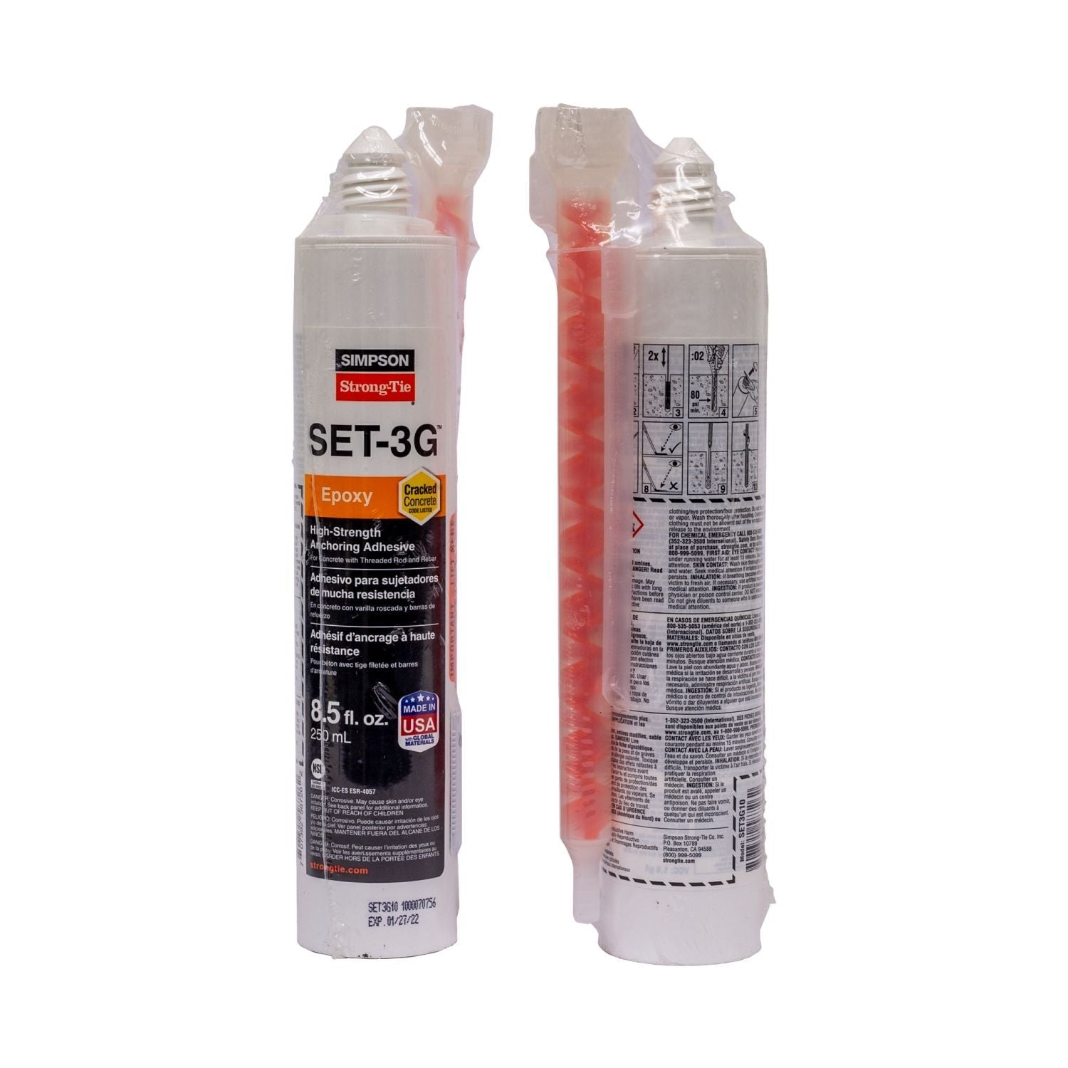 Simpson Strong-Tie 8.5-oz. High-Strength Epoxy Adhesive w/ 1 Nozzle and Extension (SET3G10)