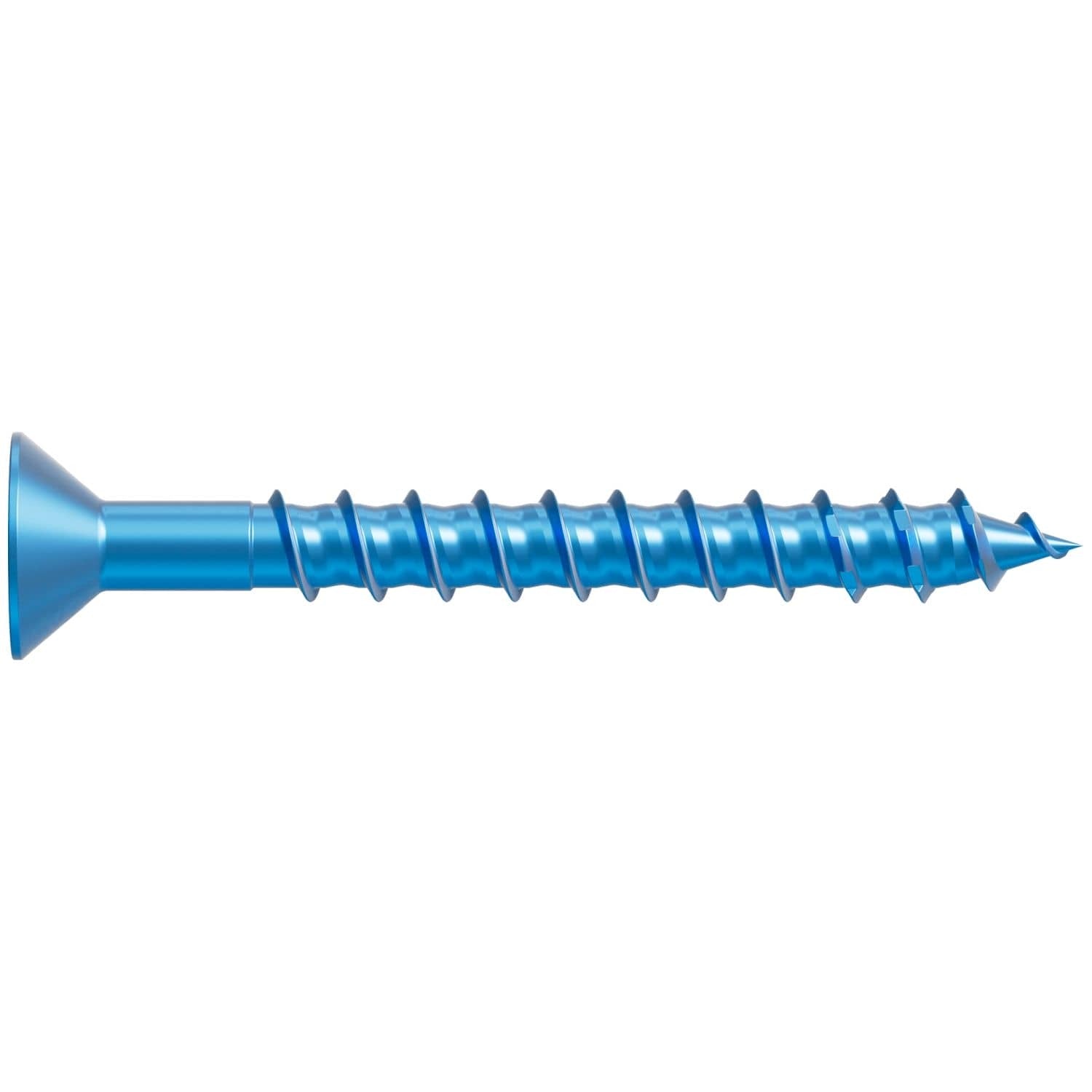 Simpson Strong-Tie TNT25214TF Titen Turbo, 1/4-in. x 2-1/4-in. 6-Lobe Flat-Head Concrete and Masonry Screw, Blue, 100-Pack
