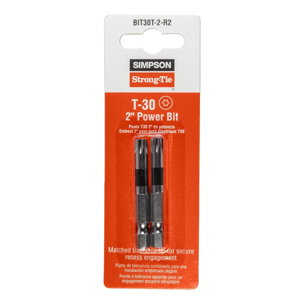 Simpson Strong-Tie BIT30T-2-R2 T30 6-Lobe Drive 2-in. Power Bits, 2-Pack