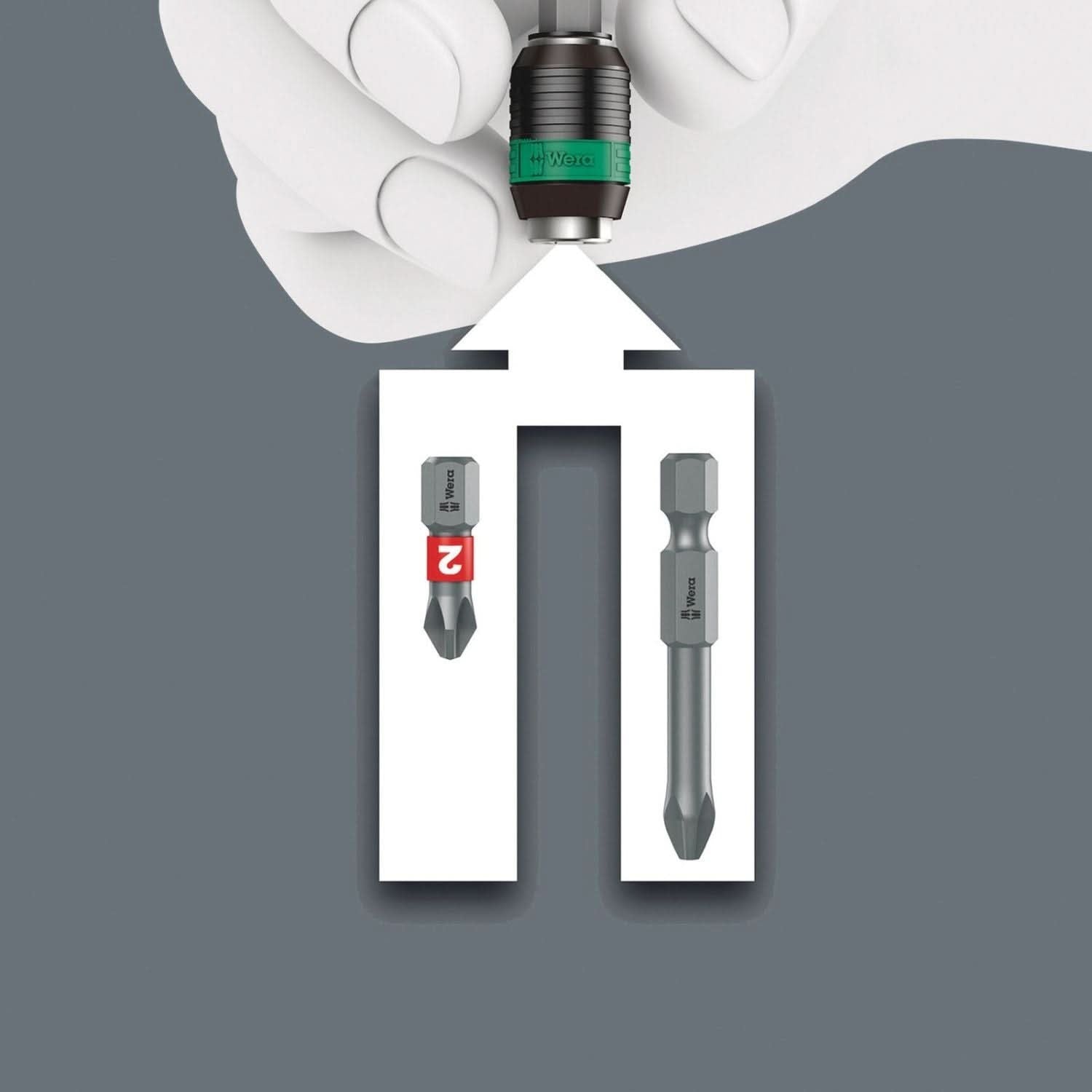 Wera 813 R Bitholding Screwdriver With Rapidaptor Quick-Release Chuck, 1/4-in.x90-mm.