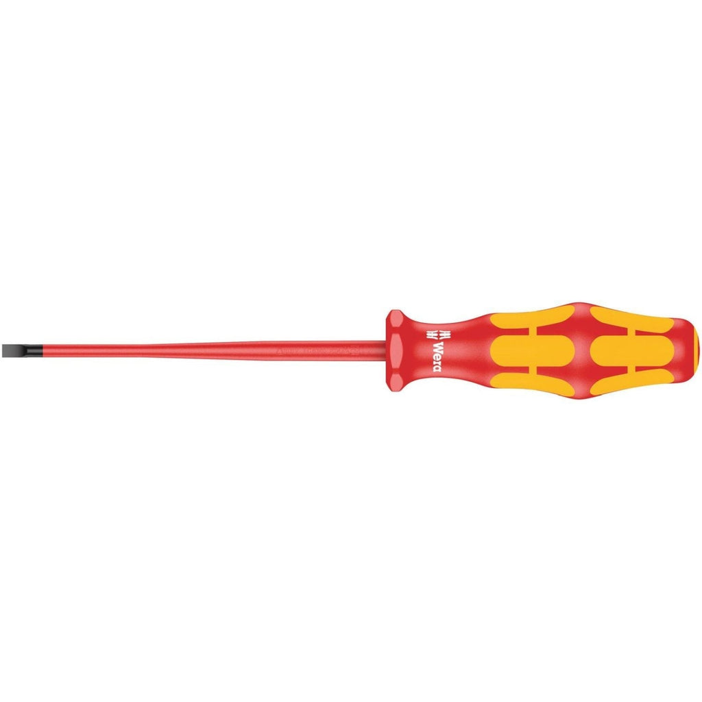 Wera 160 Is VDE Insulated Screwdriver With Reduced Blade Diameter For Slotted Screws, 0.6x3.5x100-mm.