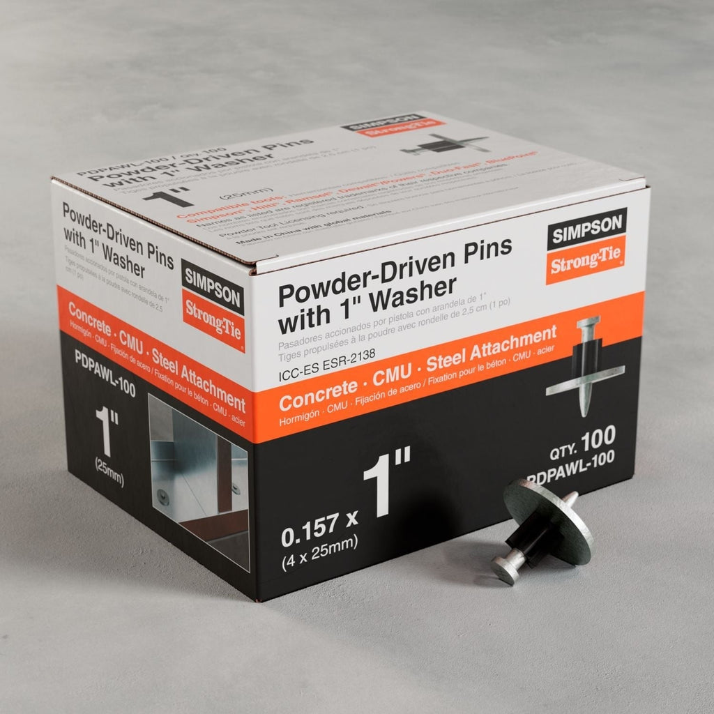Simpson Strong-Tie PDPAWL-100 PDPAWL .157-in. x 1-in. Powder-Actuated Pin w/ 1-in. Washer, 100-Pack