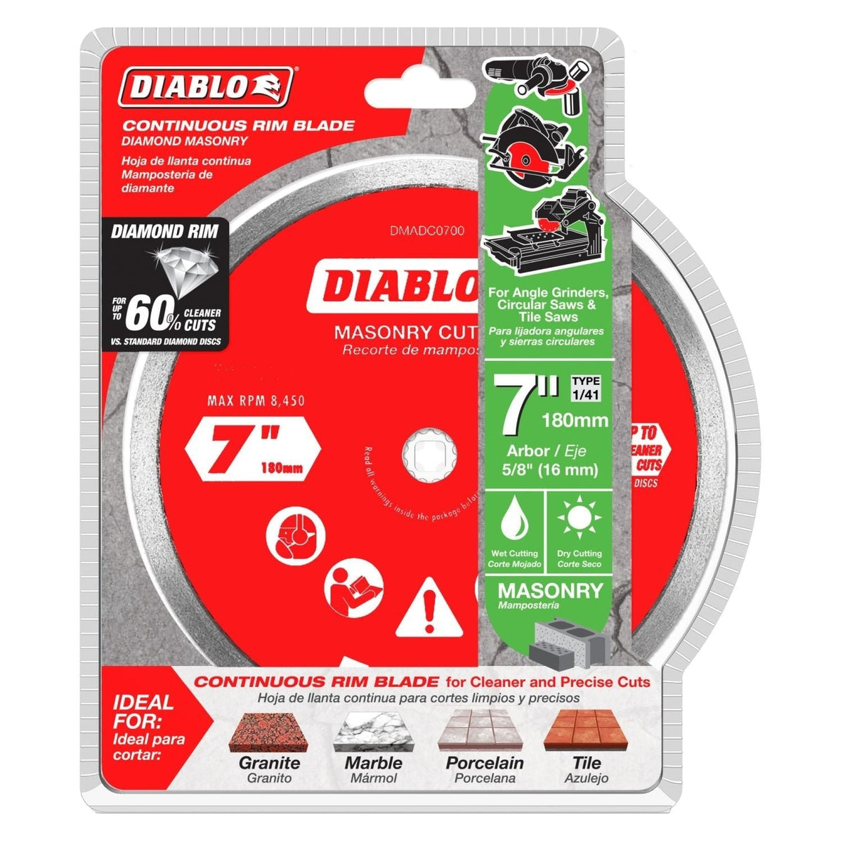 Diablo DMADC0700 7 Inch Diamond Continuous Rim Cut-Off Discs for Masonry