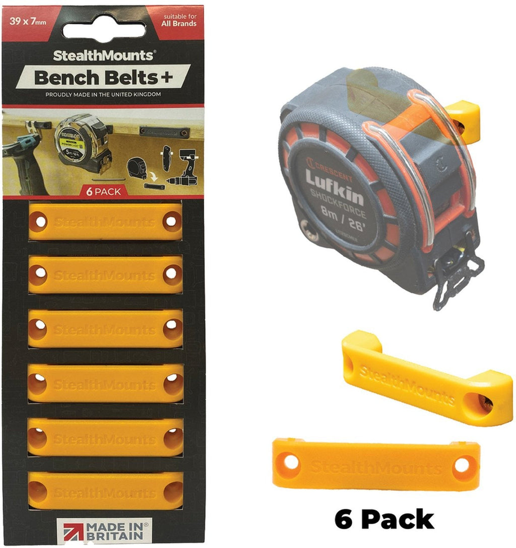 StealthMounts Bench Belt+ Mountable Tool Clips, 6-Pack