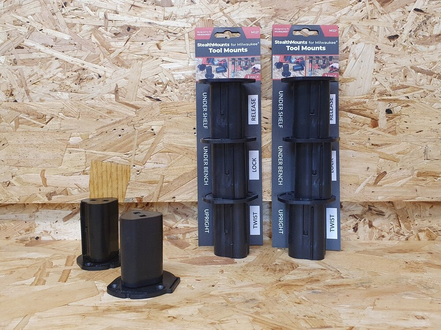 StealthMounts Tool Mounts for Milwaukee M12 Black, 3-Pack