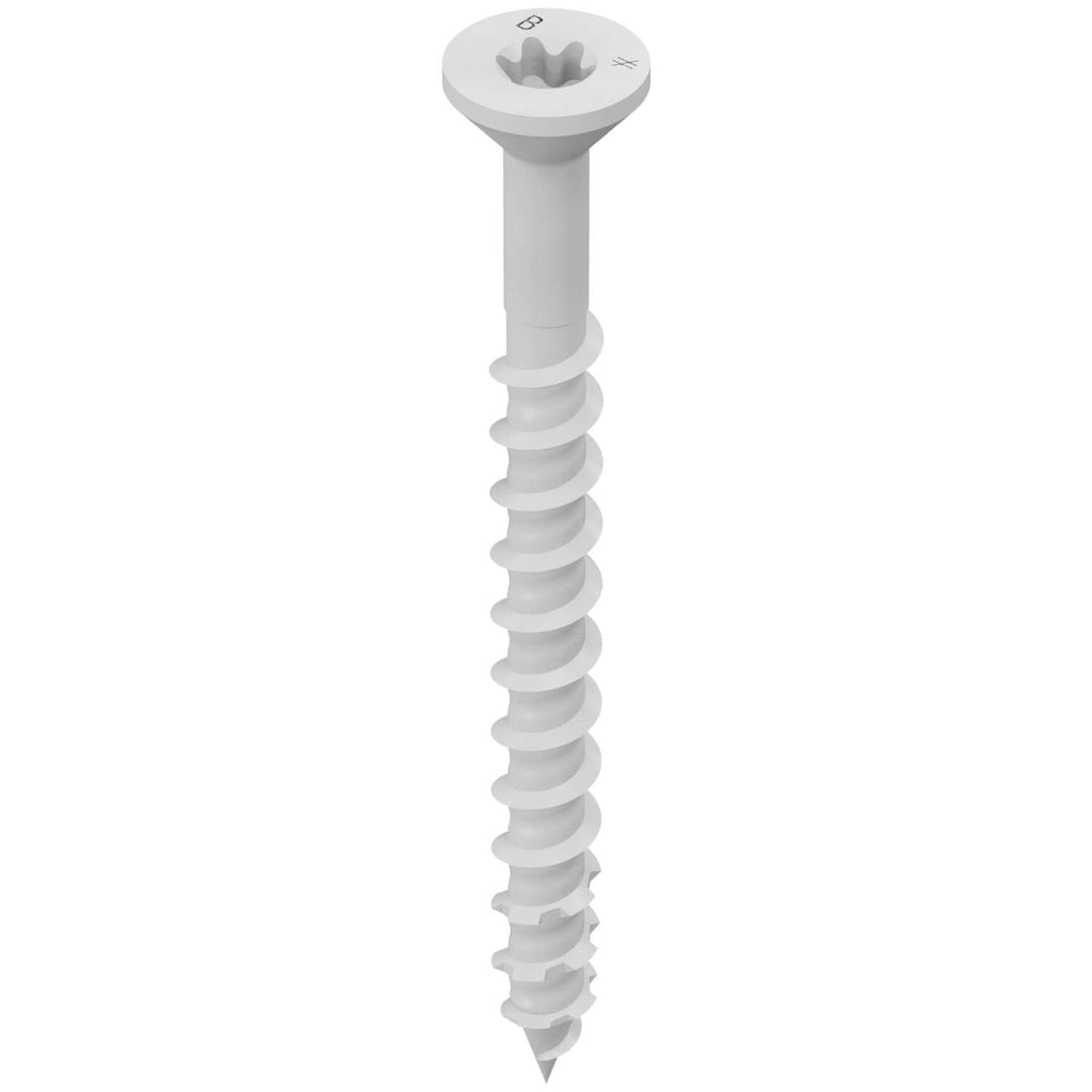 Simpson Strong-Tie TNTW18214TFC75 Titen Turbo, 3/16-in. x 2-1/4-in. 6-Lobe Flat-Head Concrete and Masonry Screw, White, 75-Pack