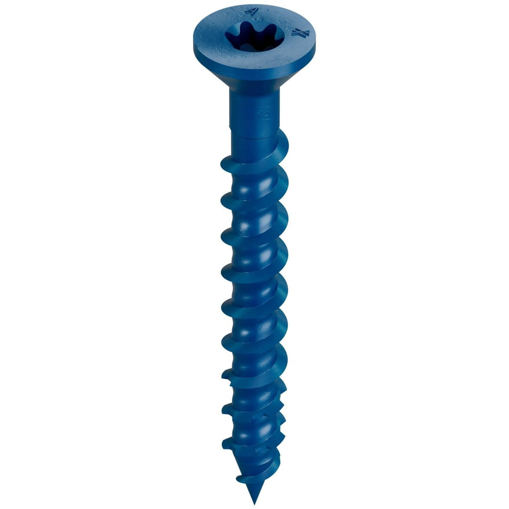Simpson Strong-Tie TNT18134TFR200 Titen Turbo, 3/16-in. x 1-3/4-in. 6-Lobe Flat-Head Concrete and Masonry Screw, Blue, 200-Pack