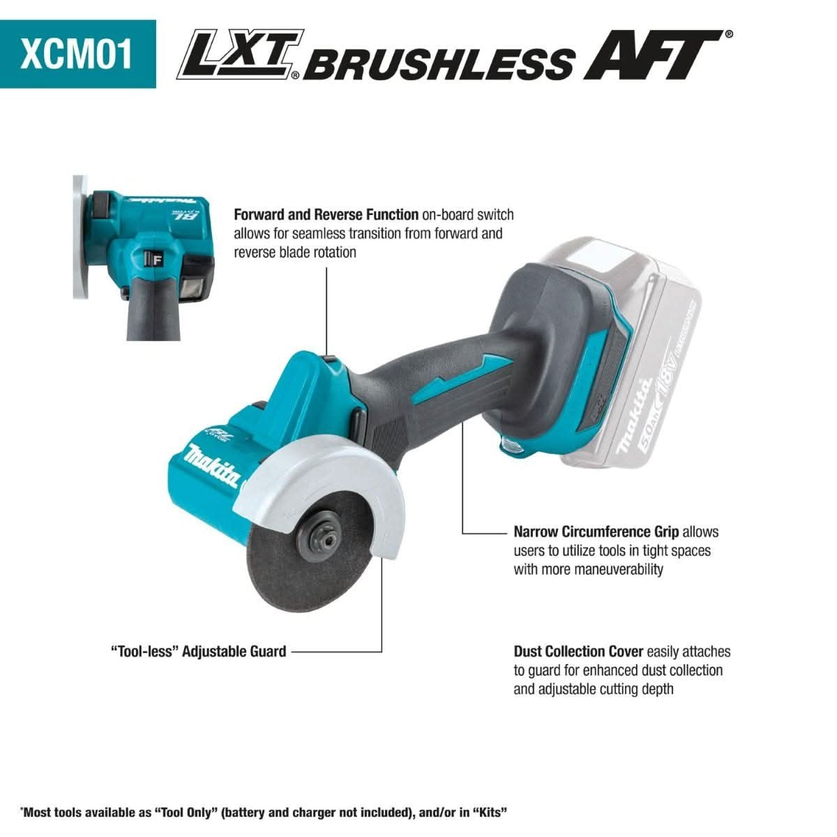 Makita XCM01Z 18V LXT Lithium-Ion Brushless Cordless 3" Cut-Off Tool, Tool Only (PROMO)