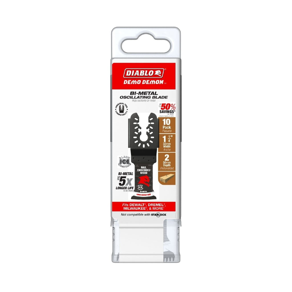 Diablo DOU125BW10 1-1/4-in. Demo Demon Universal Fit Bi-Metal Oscillating Blades for Nail-Embedded Wood, 10-Pack
